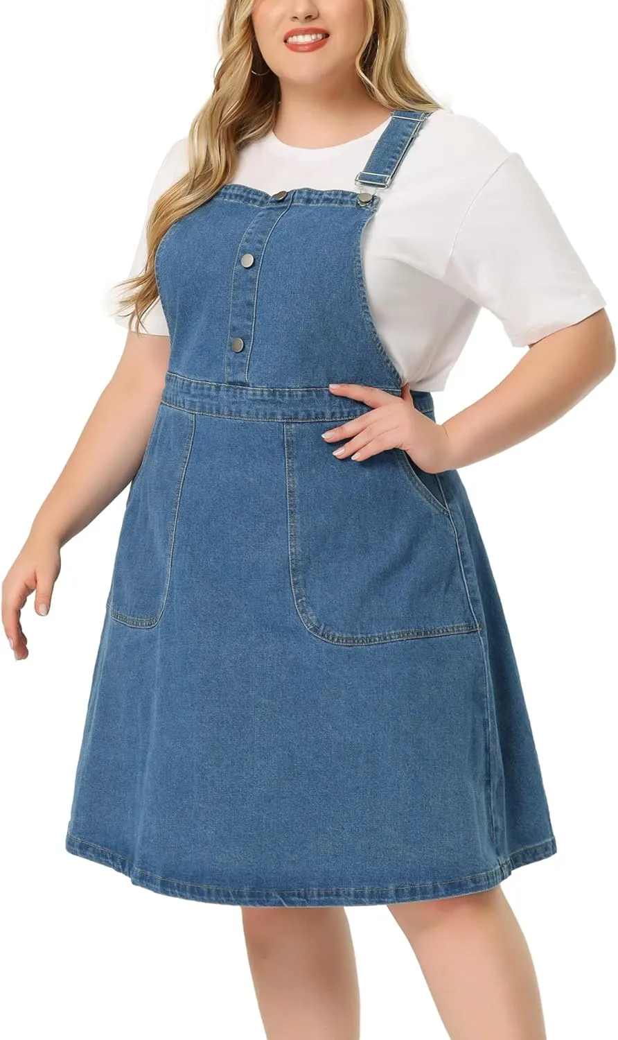 Agnes Orinda Plus Size Women's Denim Overall Dress Suspender Straps Adjustable Jeans Bib Skirts 2023 Summer