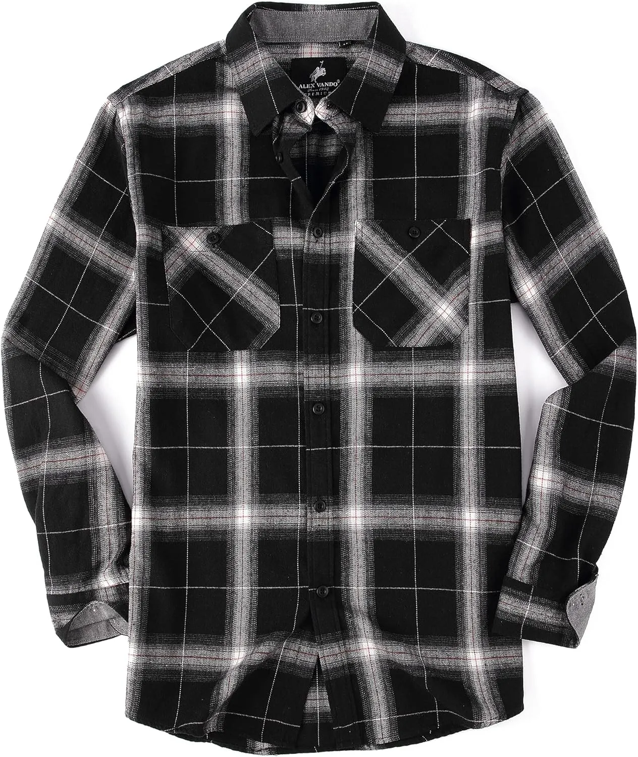 Alex Vando Mens Button Down Shirts Regular Fit Long Sleeve Casual Plaid Flannel Shirt