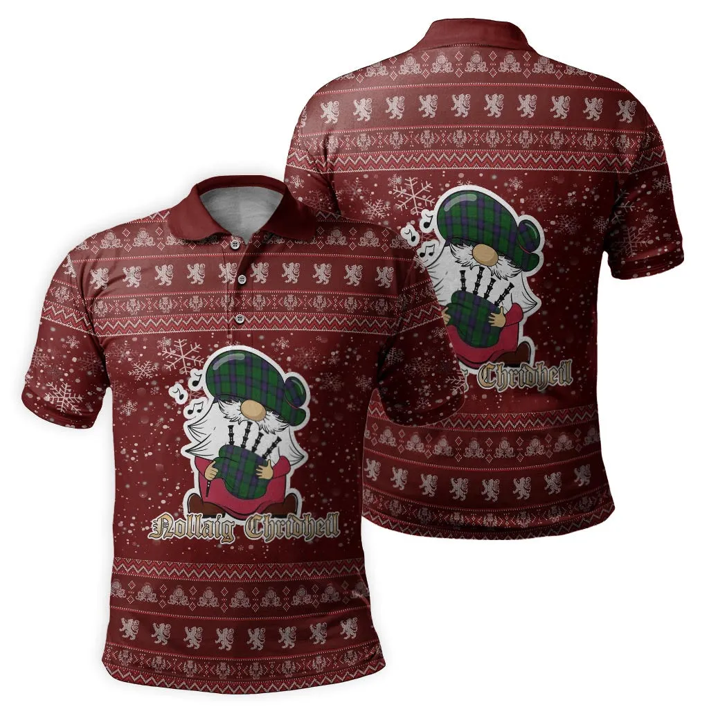 Armstrong Clan Christmas Family Polo Shirt with Funny Gnome Playing Bagpipes