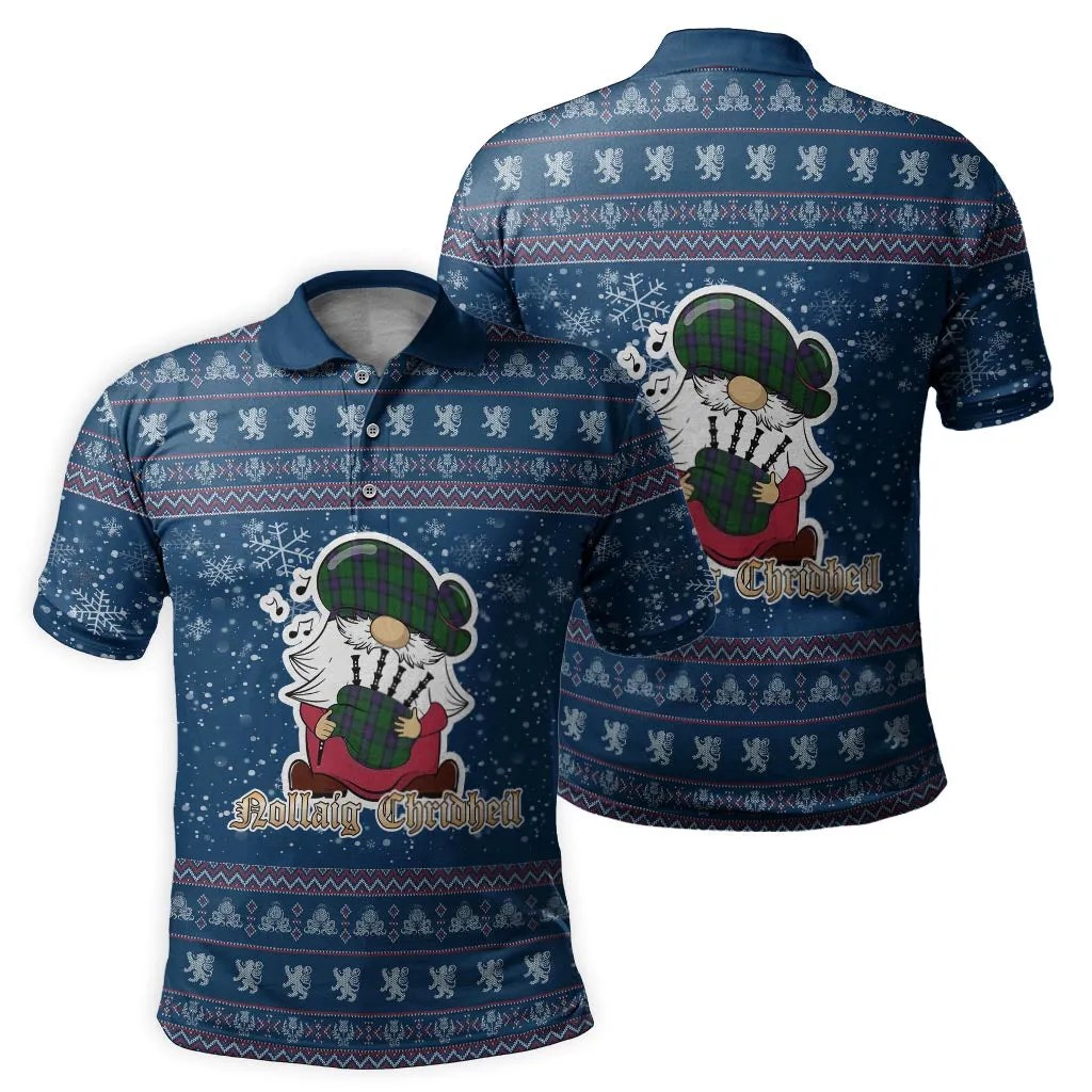 Armstrong Clan Christmas Family Polo Shirt with Funny Gnome Playing Bagpipes