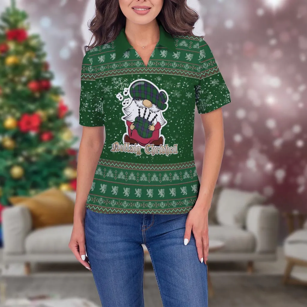 Armstrong Clan Christmas Family Polo Shirt with Funny Gnome Playing Bagpipes