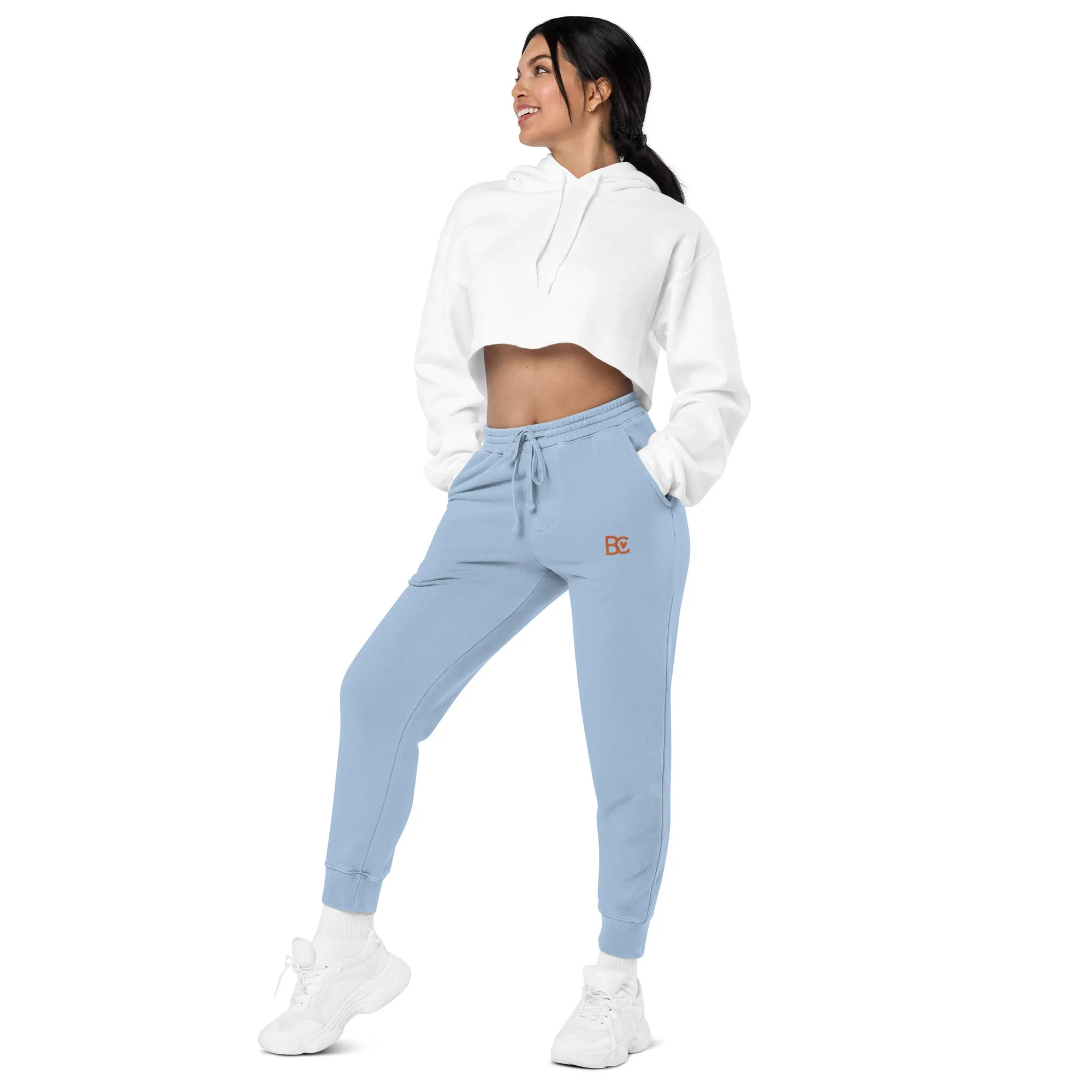 BC Light Blue Embroidered Unisex Pigment-dyed Joggers