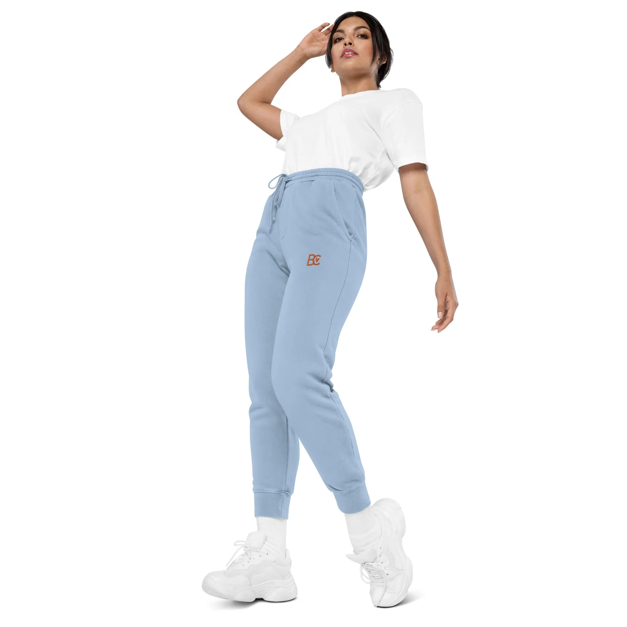 BC Light Blue Embroidered Unisex Pigment-dyed Joggers