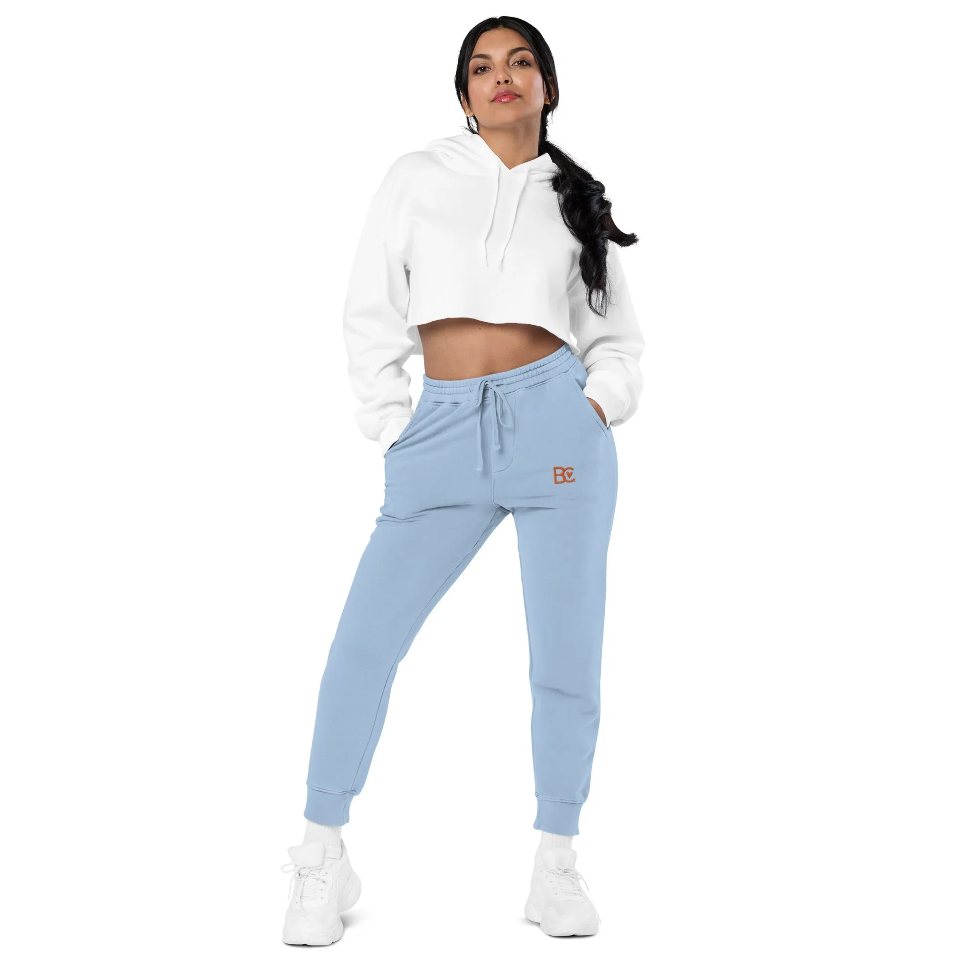 BC Light Blue Embroidered Unisex Pigment-dyed Joggers