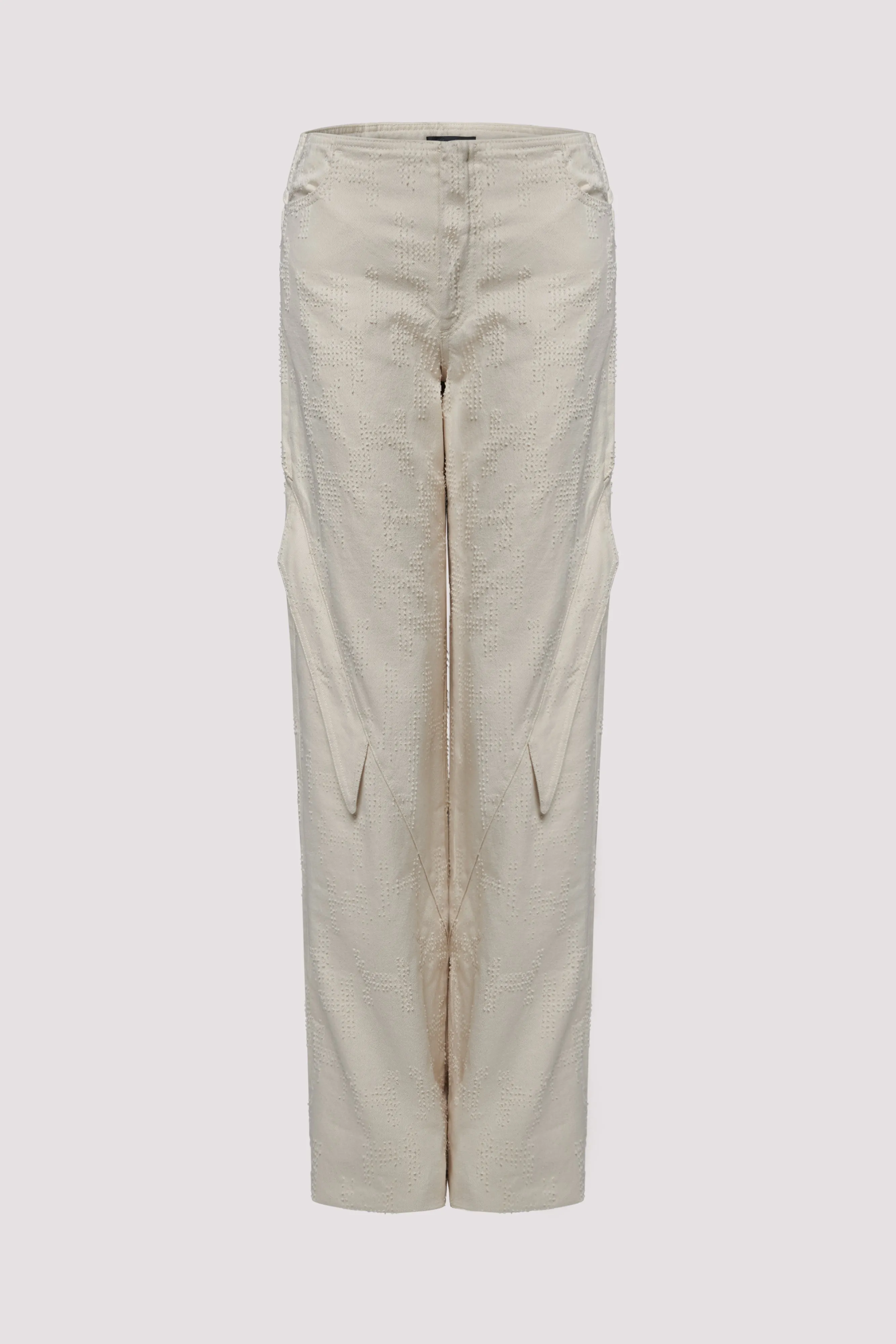 Beige Mycelium Wide-Leg Pants
