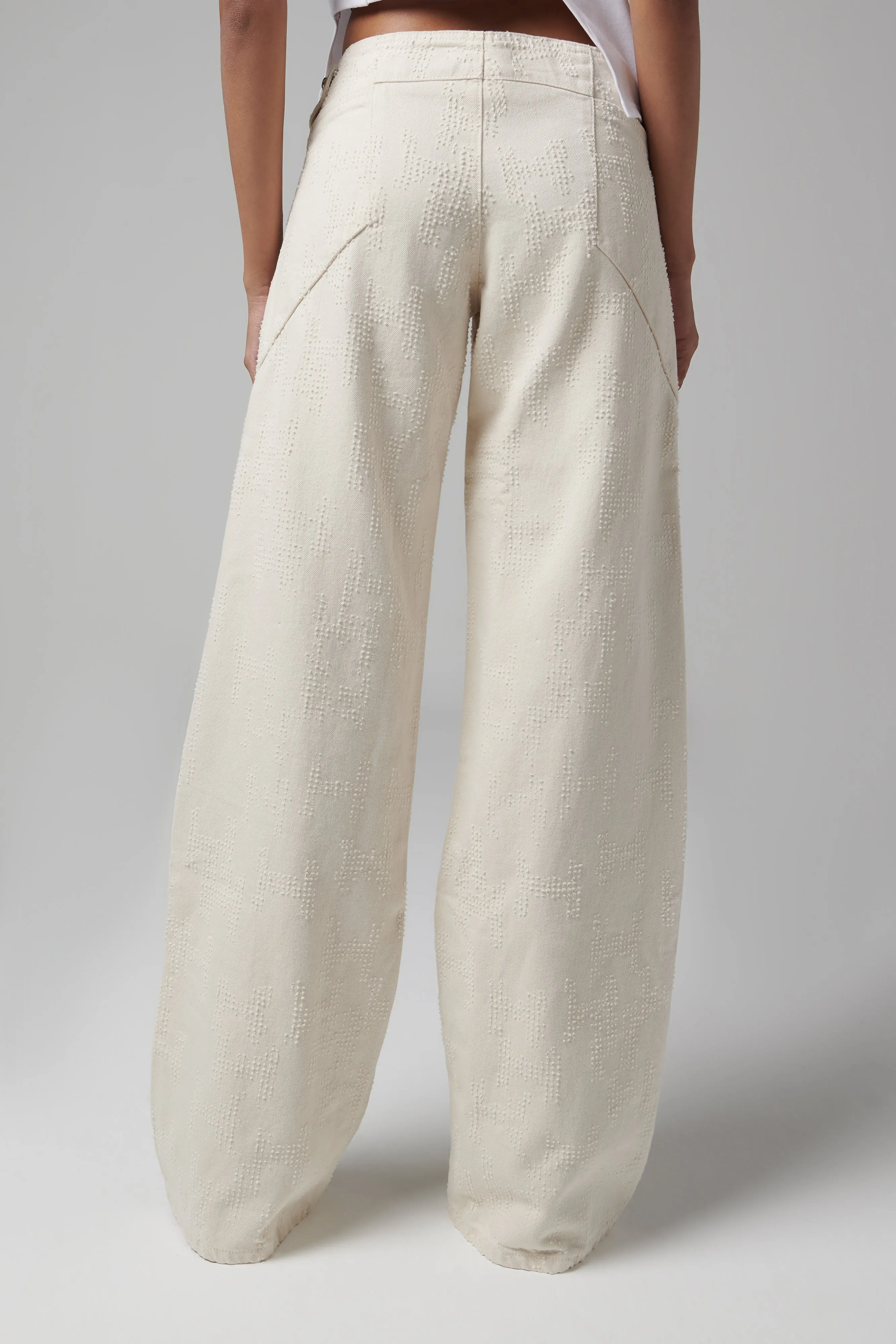 Beige Mycelium Wide-Leg Pants