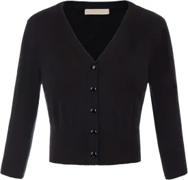 Belle Poque Women's 3/4 Sleeve Cropped Cardigan Shrugs Button Down Sweater