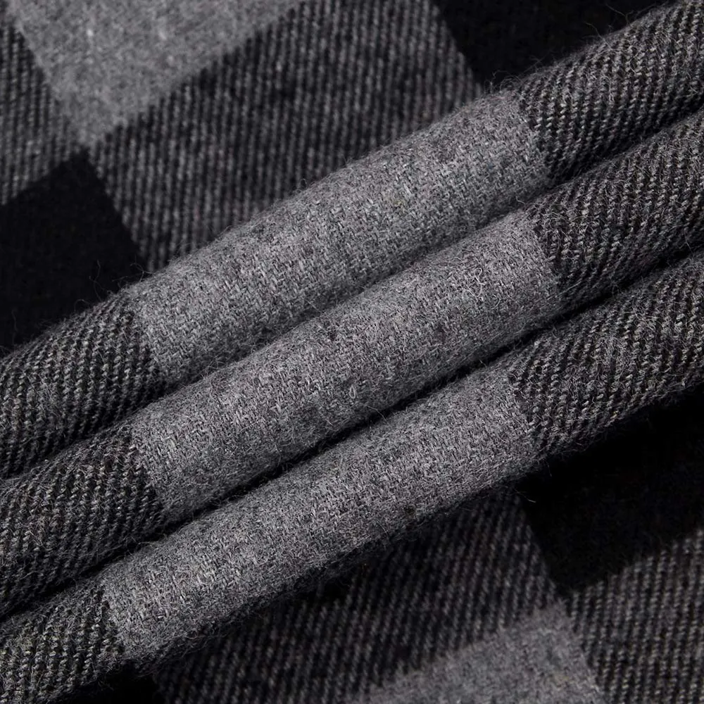 BIG & TALL Men's Button Down Long Sleeve Plaid Flannel Casual Shirts-Grey Black Plaid