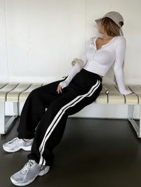 Black Knitted High-Rise Loose Fit Joggers