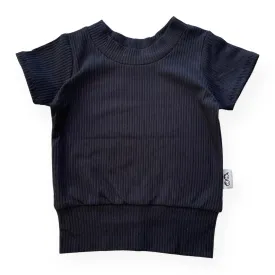 Black Ribbed Summer Lounge Top