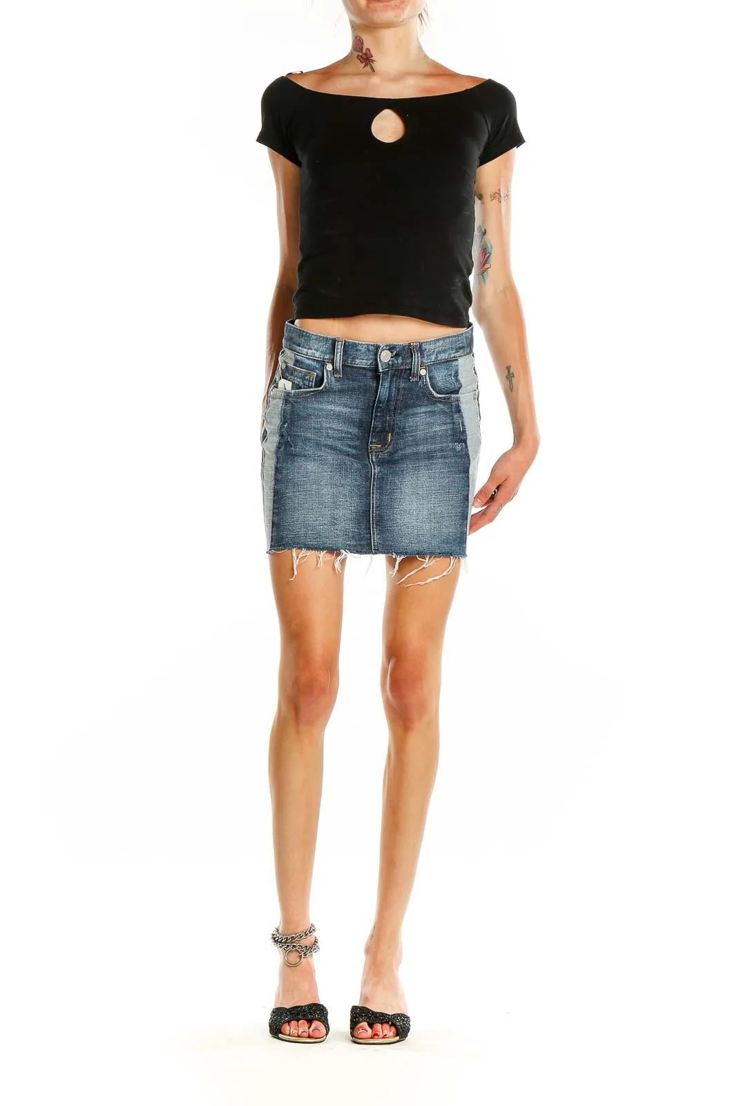 Blue Denim Mini Skirt