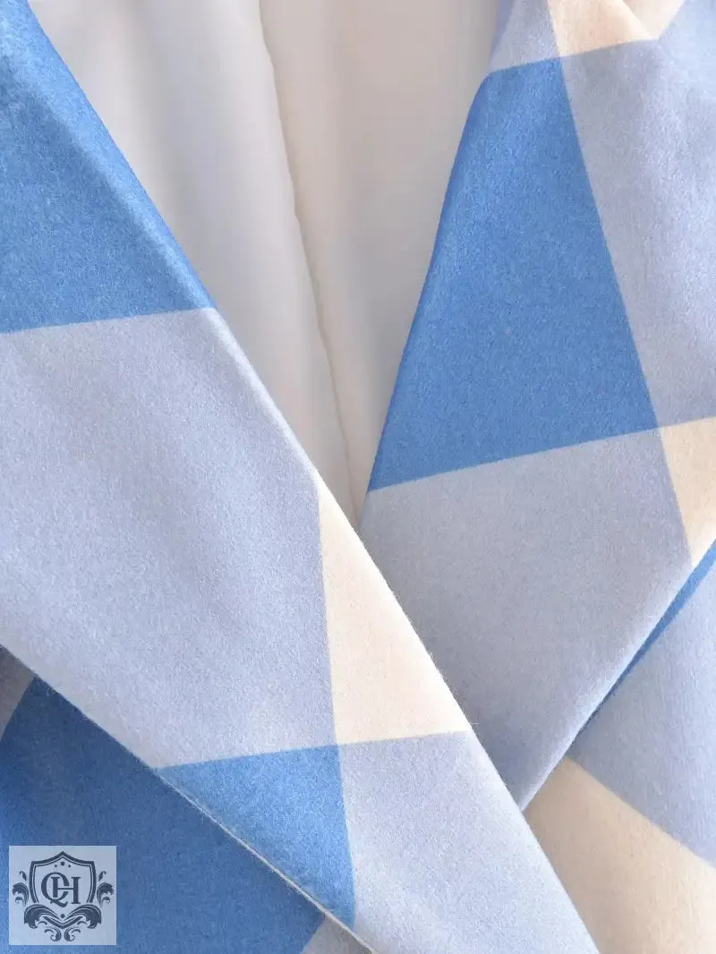 Blue Plaid Collared Coat