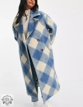 Blue Plaid Collared Coat