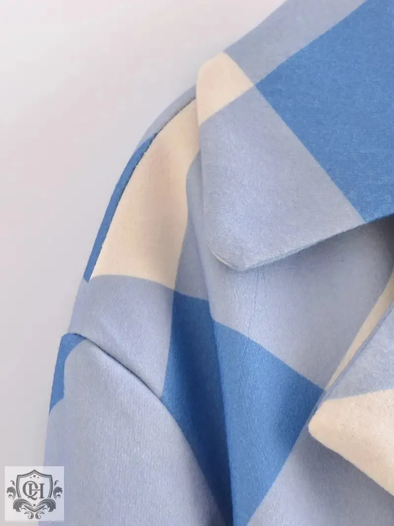 Blue Plaid Collared Coat
