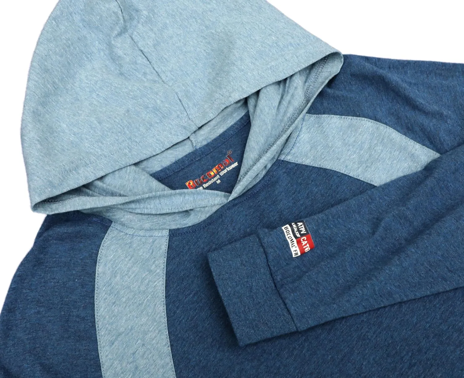 BOCOMAL FR Hooded T Shirts 4oz EX Lightweight Heather Series Flame Resistant NFPA2112 CAT1 Work Shirt Baselayer
