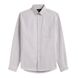 Brushed Oxford Stripe - Bordeaux & White