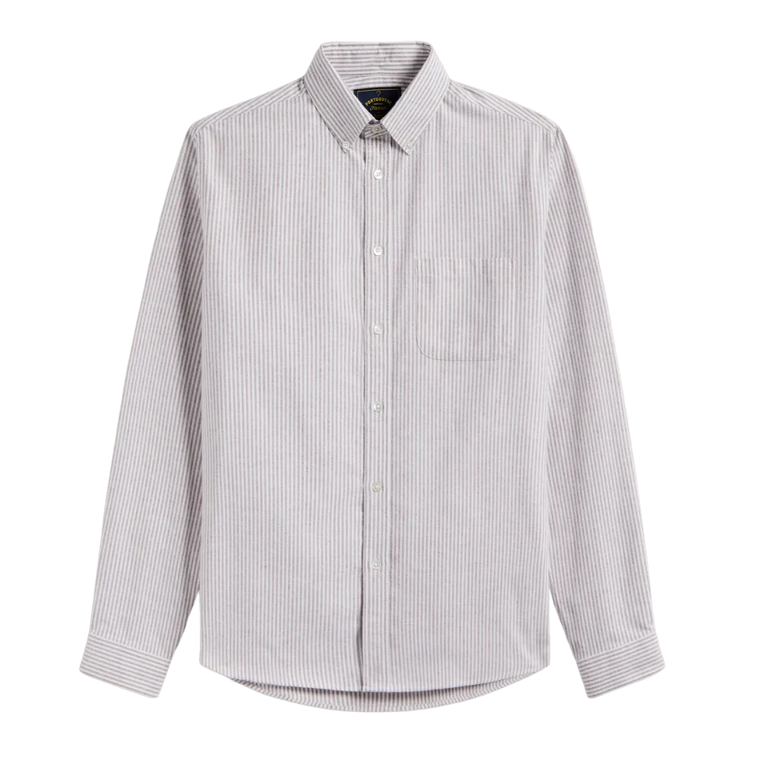 Brushed Oxford Stripe - Bordeaux & White