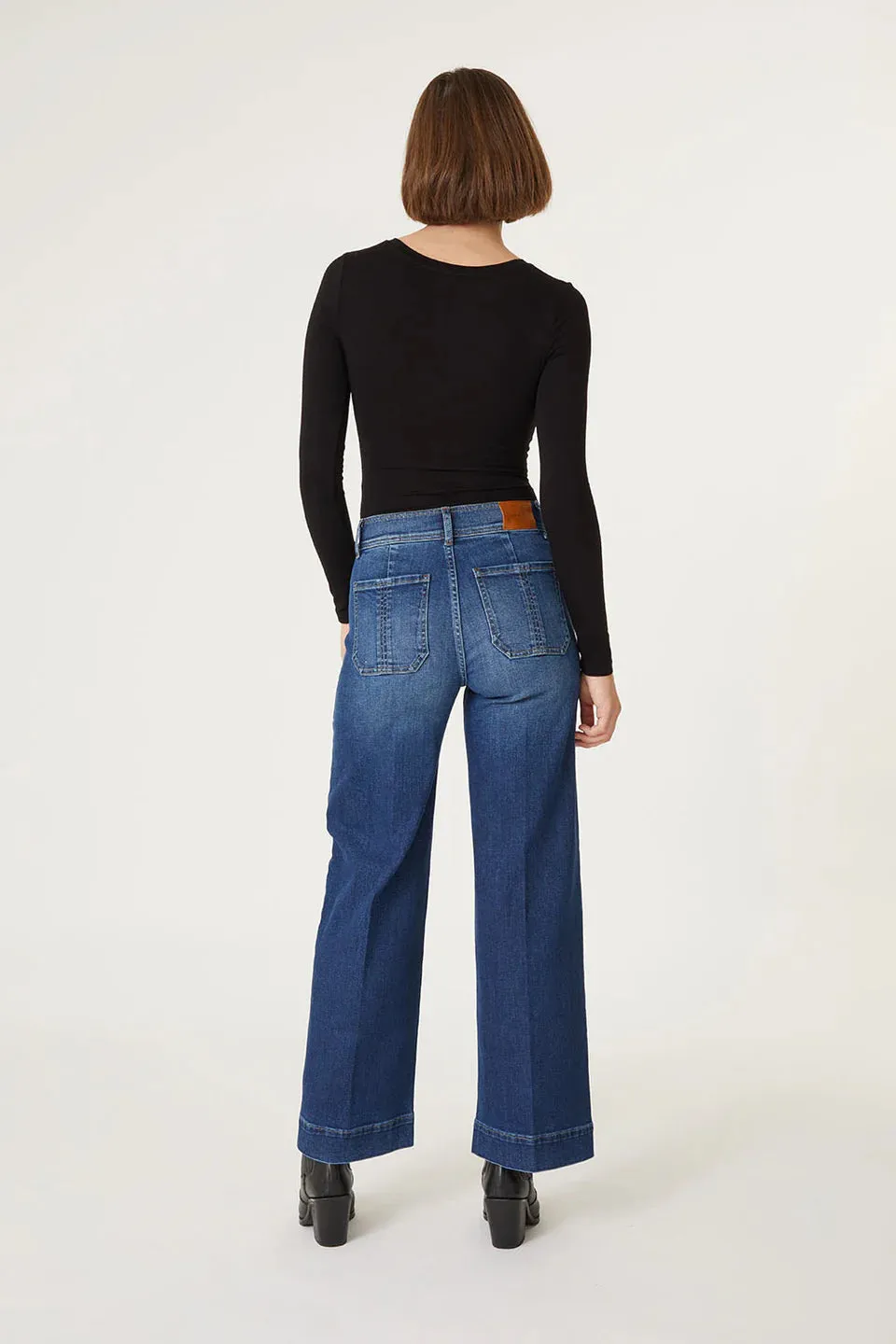 Camille Exposed Button Fly Pant by Level 99 in Puddle Jumper