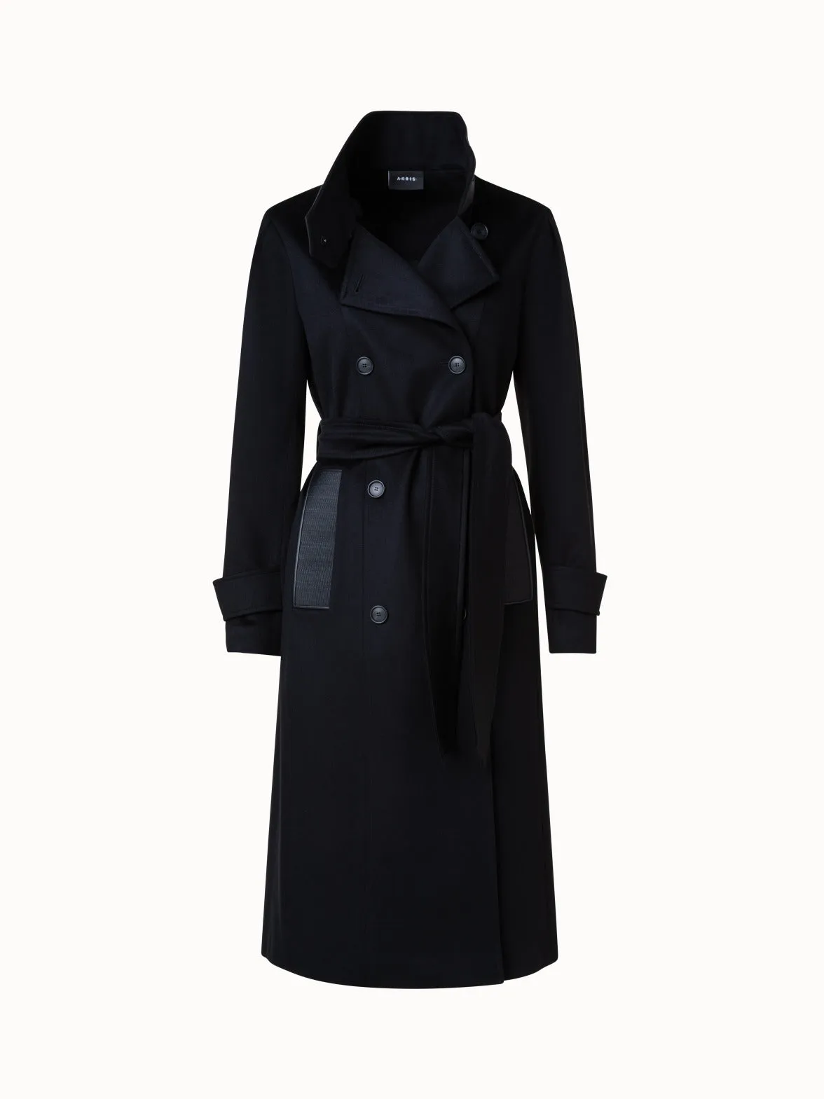 Cashmere Coat with Horsehair Collar and Pocket