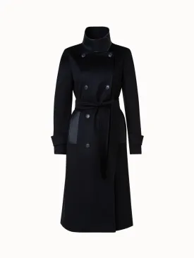 Cashmere Coat with Horsehair Collar and Pocket