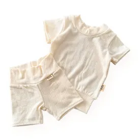 Cream Checkers Biker Shorts Lounge Set