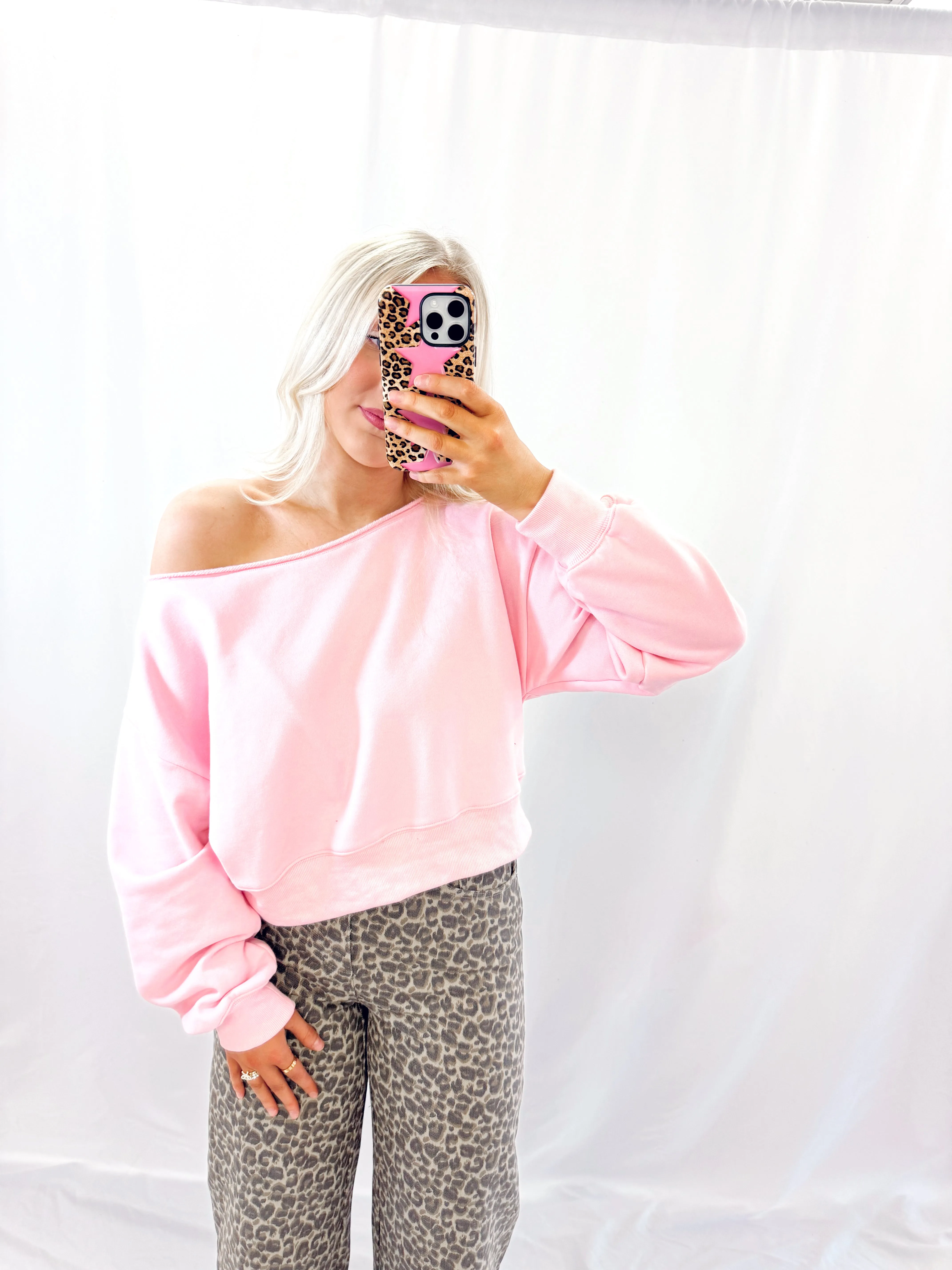 Crushing On You Slouchy Pullover PINK💖 1 small left