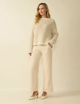 D.E.C.K By Decollage 2435 Punto Milano Plain Wide Leg Trousers (3 Colours)