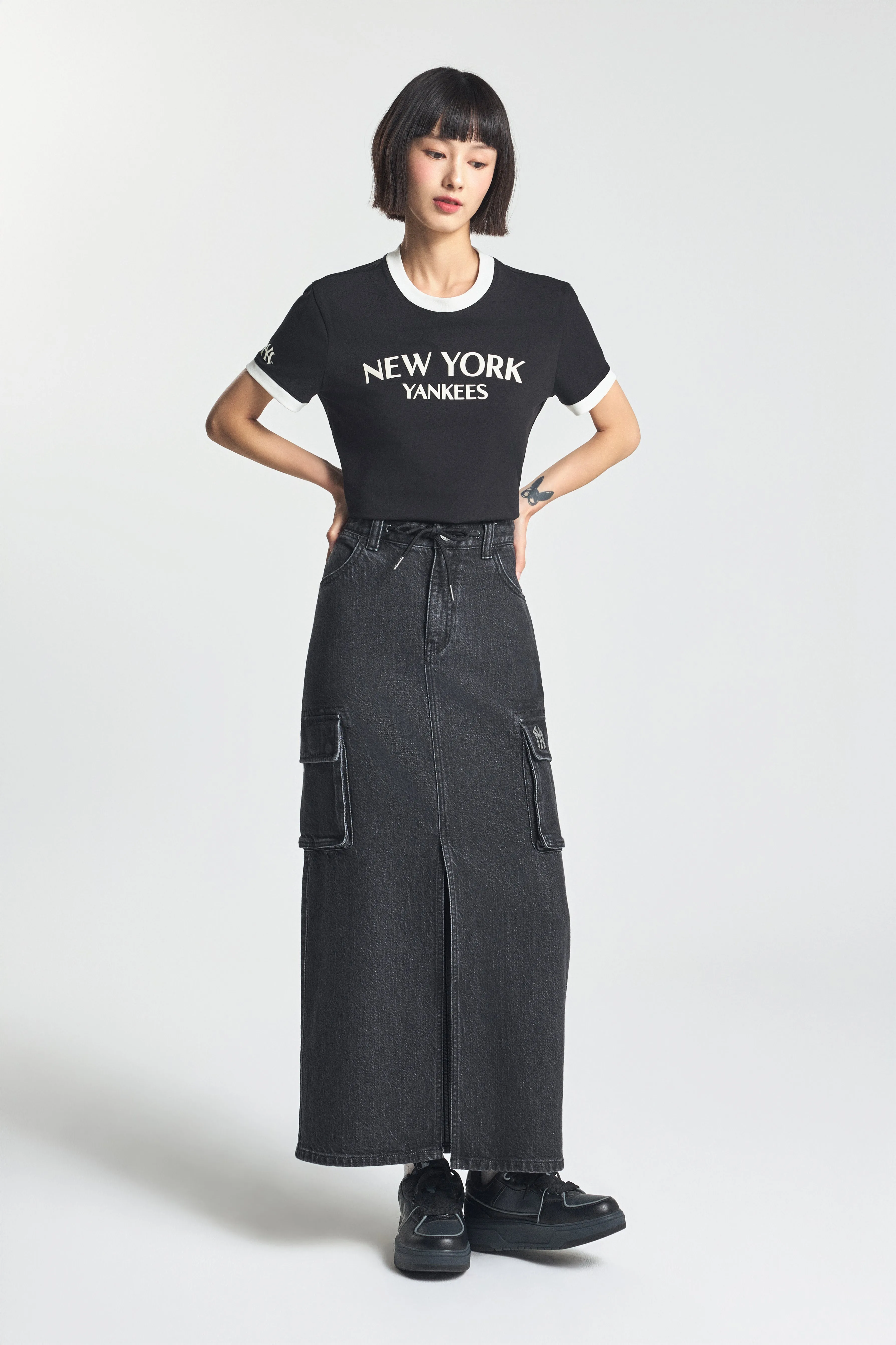 Denim Basic Small Logo New York Yankees Denim Skirts