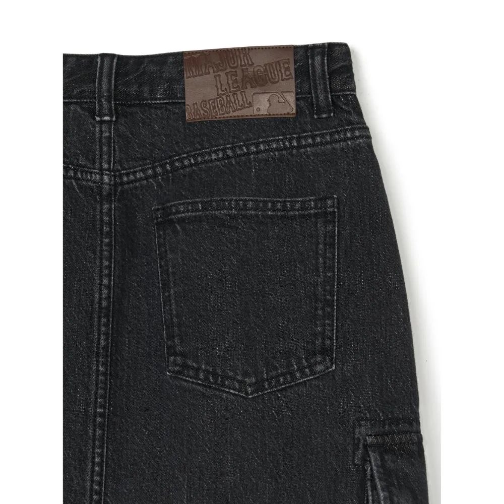 Denim Basic Small Logo New York Yankees Denim Skirts
