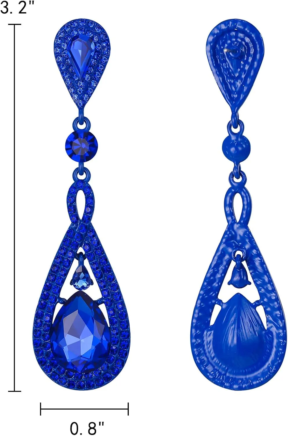 EleQueen Austrian Crystal Long Pear Shape Teardrop Wedding Earrings for Brides, Art Deco Chandelier Jewelrys for Women Prom