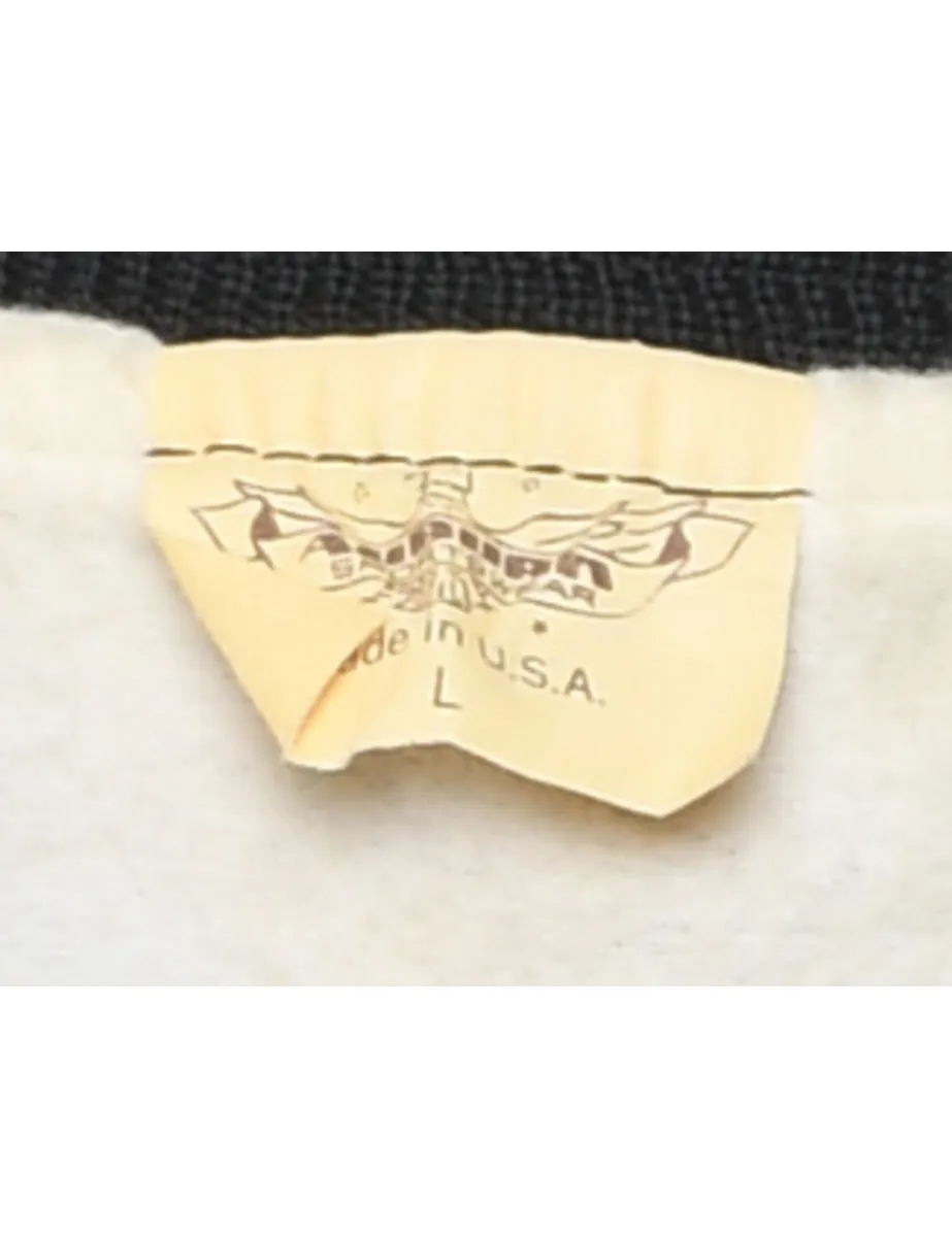 Embroidered Black Racing-Style Bomber Jacket - L