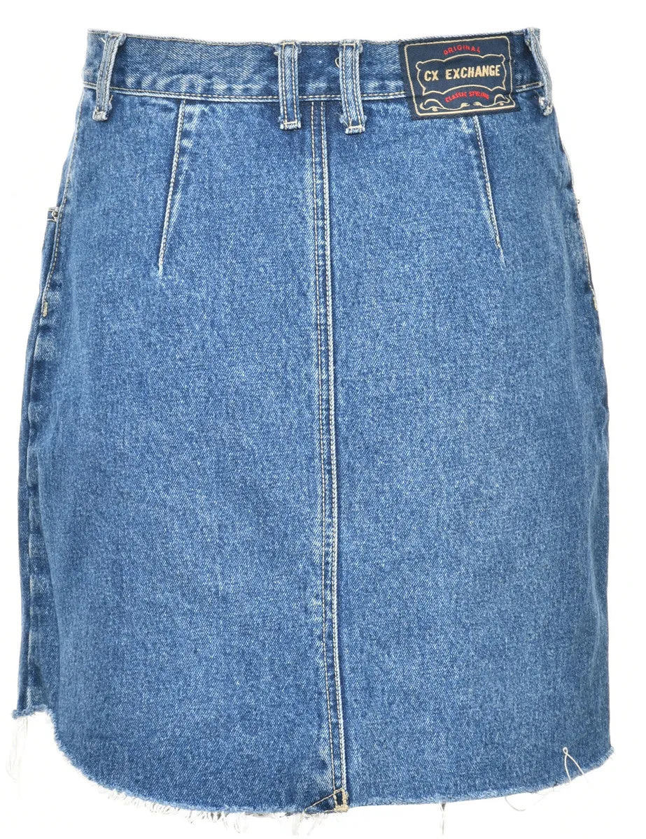 Frayed Edge Denim Skirt - M