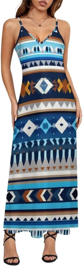 Girl's Sexy Long Sleeveless Dress Summer Full Slip Camisole V Neck Under Dress
