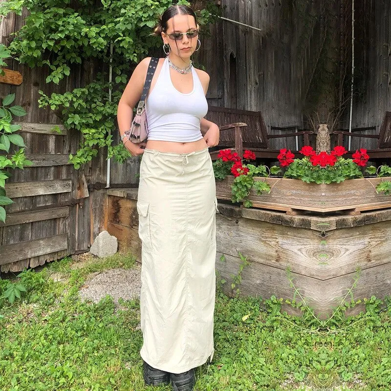 Grunge Y2K Aesthetic Streetwear Maxi Skirt