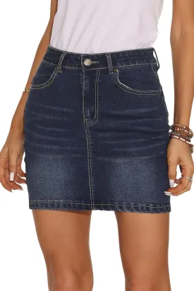 GUANYY Womens Mini Denim Skirt-Casual Stretch Slim Fit High Waisted Jean Skirts