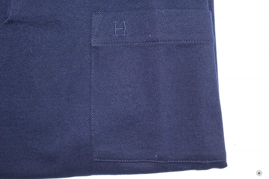Hermes H072325HA Polo Boutonne  Marine Fabric Medium Polo Shirts