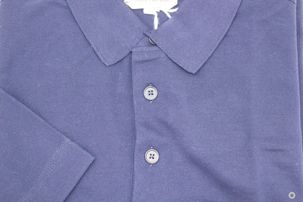 Hermes H072325HA Polo Boutonne  Marine Fabric Medium Polo Shirts