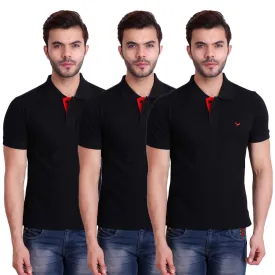 HiFlyers Men T-Shirts Polo Black Pack Of 3