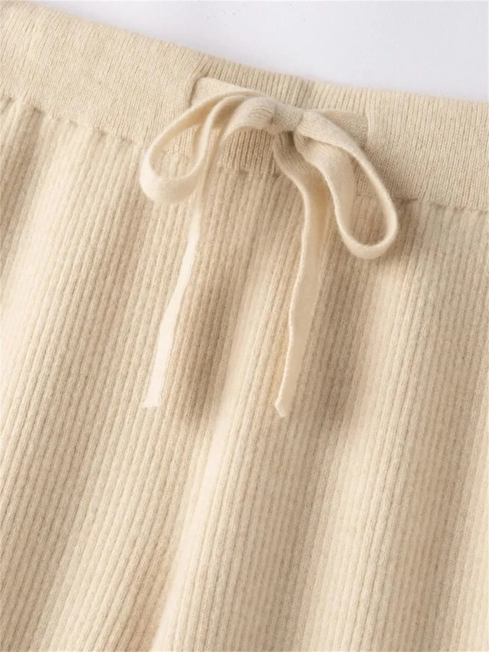 Hndudnff Women Wool Knitted Wide Leg Pants Winter Casual Loose Ribs Soft Floor Length Trousers