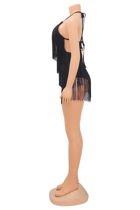 JA208 Tassels Halter Rompers