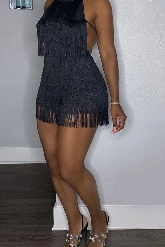 JA208 Tassels Halter Rompers