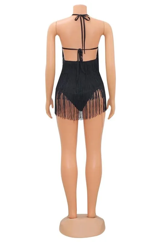 JA208 Tassels Halter Rompers
