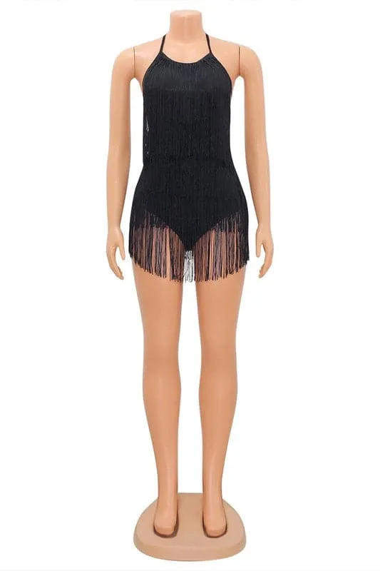 JA208 Tassels Halter Rompers