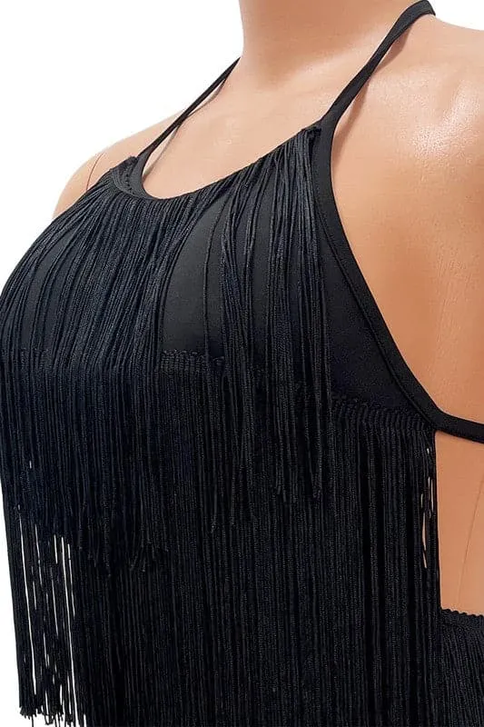 JA208 Tassels Halter Rompers