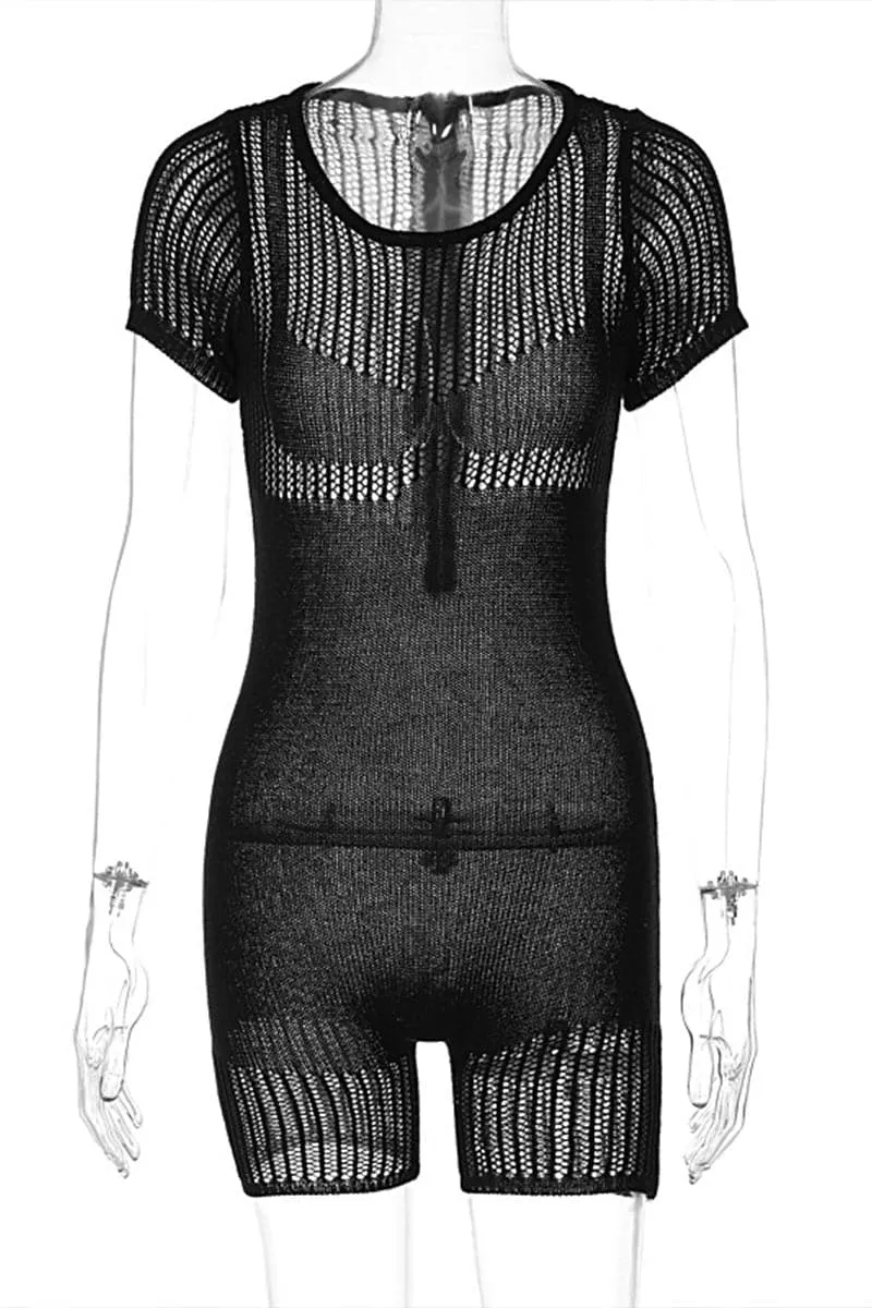 JC225 Crochet Short Sleeve Rompers