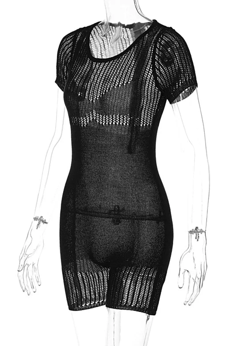 JC225 Crochet Short Sleeve Rompers