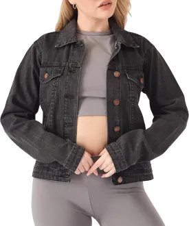 Jean Jacket Women - Long Sleeves Button Down Denim Jacket for Women Clothing in Regular Fit & Oversized with Waist Adjuster