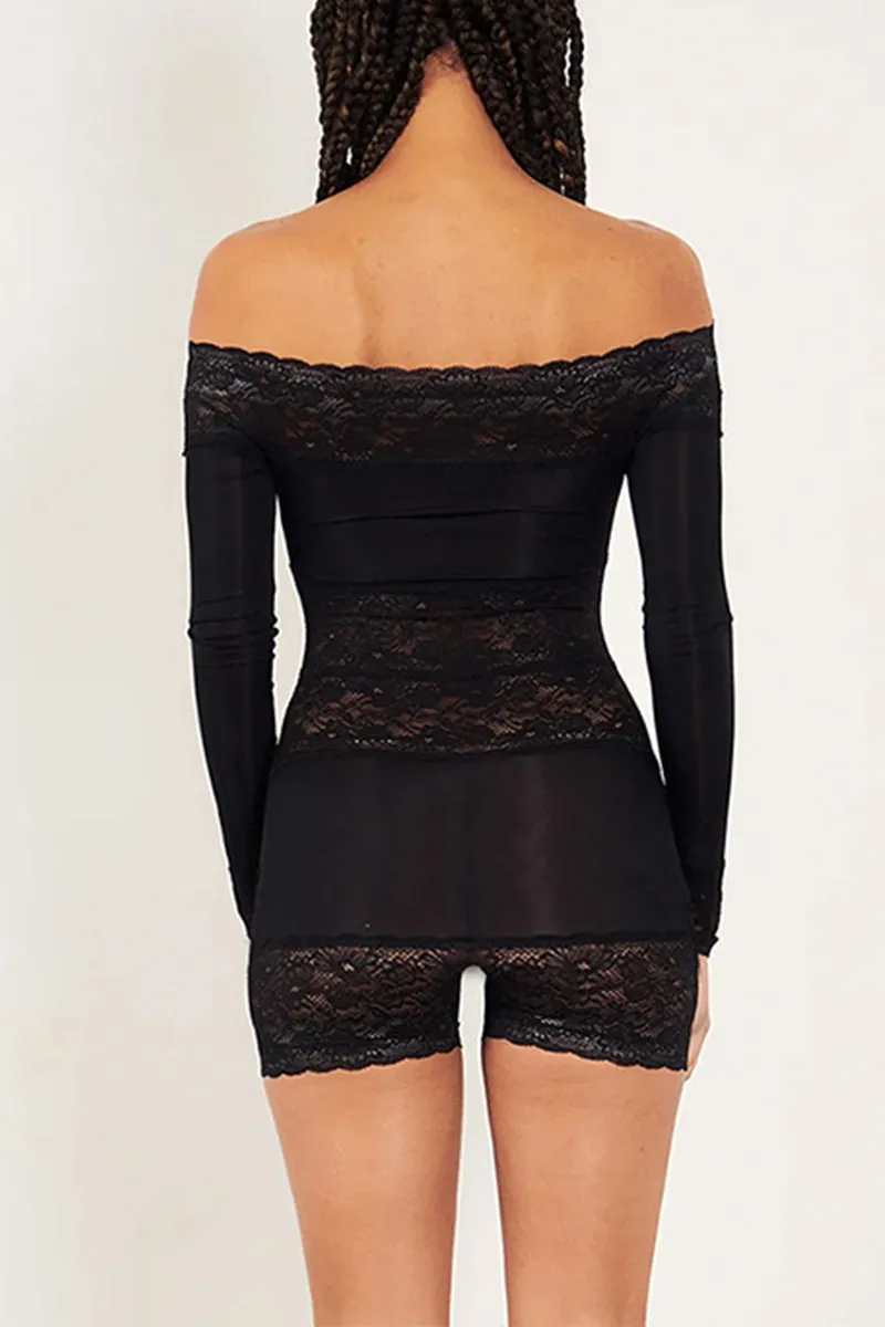 JJ0261 Lace Sheer Rompers