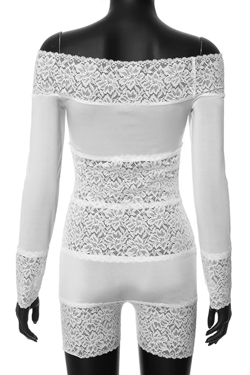 JJ0261 Lace Sheer Rompers