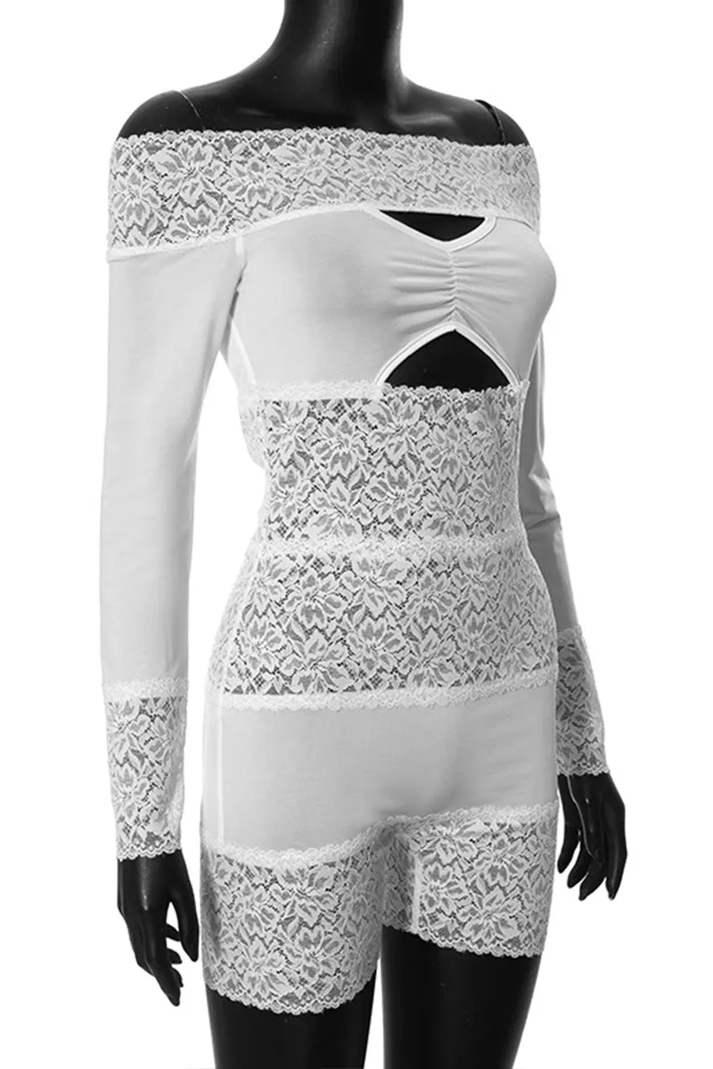 JJ0261 Lace Sheer Rompers